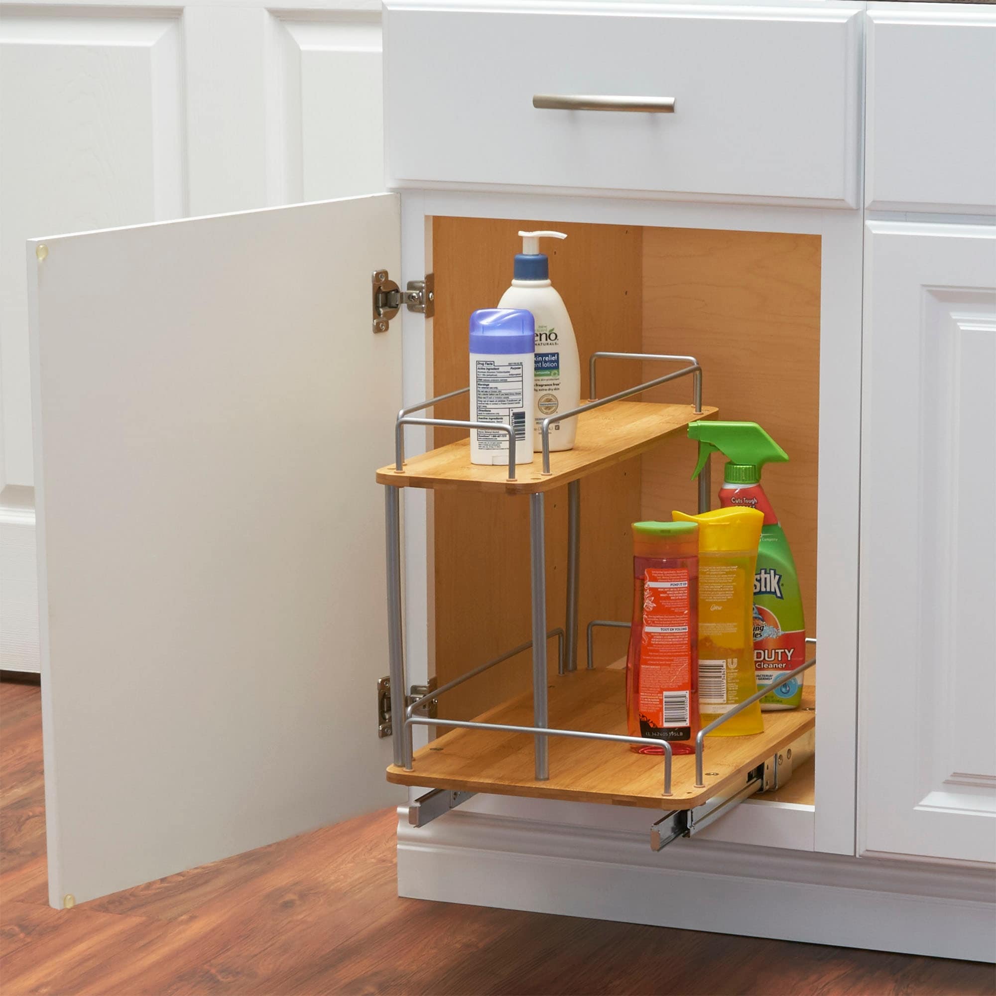 Pull Out Cabinet Shelf Household Essentials 1265B-1 Glidez Under Sink Sliding Organizer Wood 11.5 Inches Wide 