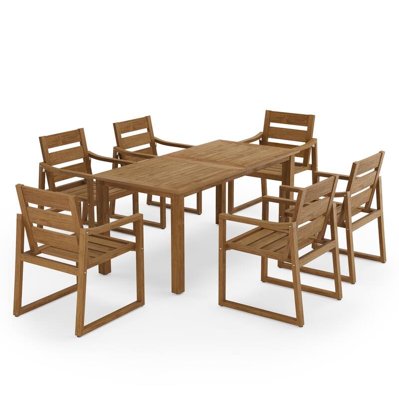 Outdoor 7-Piece Patio Set with Aluminium Rectangular Dining Table & Armchairs