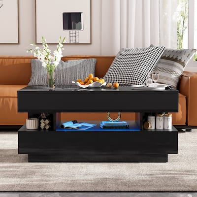 Lift-Top Coffee Table with 2 Drawers, Modern Coffee Table