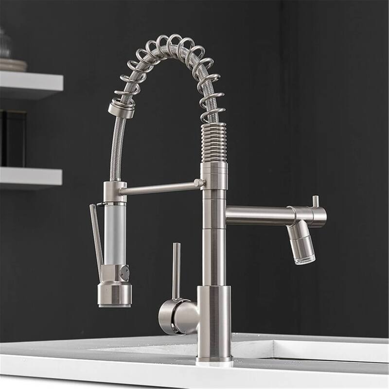 Pull Down Kitchen Sink Faucet With LED Light Commercial Kitchen Faucets Single Handle Modern Single Hole Taps With Valve