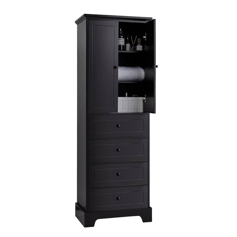 GDFStudio - Evelyn Tall Storage Cabinet with Drawers and Adjustable Shelving for Multi-Room Organization