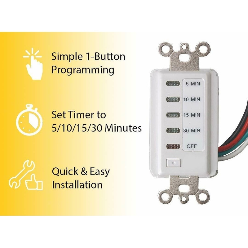 15 Amp 1-2-4-8 Hour In-Wall Countdown Digital Timer Fit Single Switch White