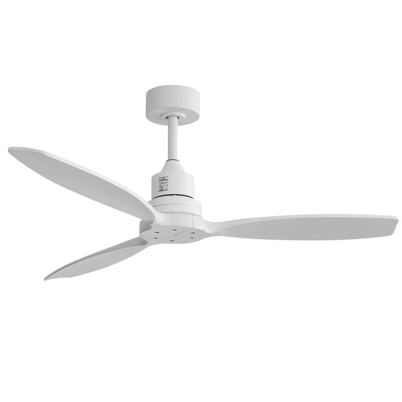 Sofucor 52-inch Solid Wood Ceiling Fan with LED Light,Remote Control Included,Reversible,Quiet and Powerful - Without Light - White with White Solid Wood Blades