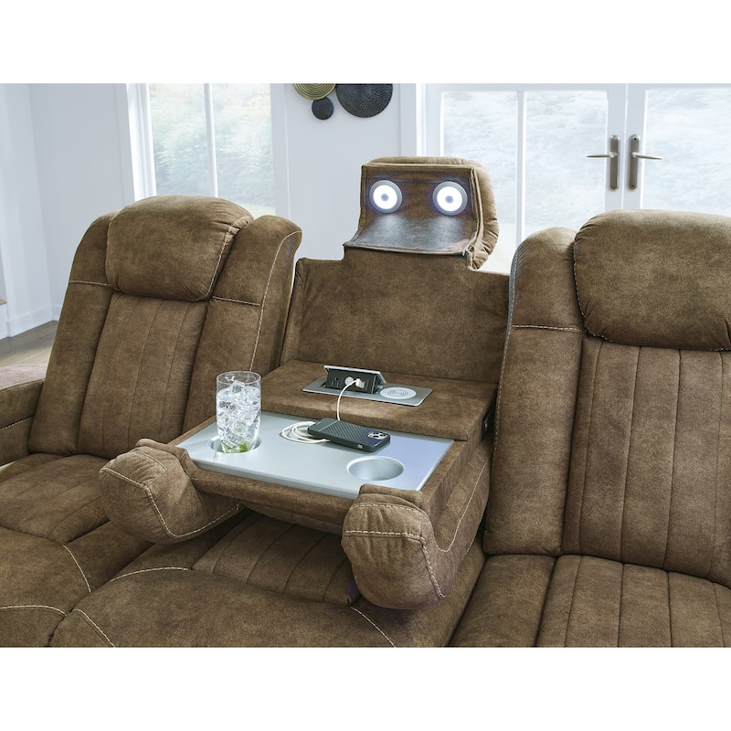 Signature Design by Ashley Wolfridge Brindle Power Reclining Sofa - 86"W x 42"D x 42"H