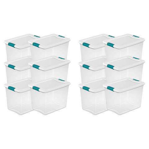 Sterilite 25 Quart Capacity Clear Plastic Storage Tote Bins with Lids, (12 Pack) - 25 qt