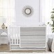 preview thumbnail 2 of 1, Grey Boho Tribal Bohemian Boy Girl Unisex Crib Bed Skirt Jacquard Aztec Gender Neutral Modern Geometric Stripes Ivory Textured
