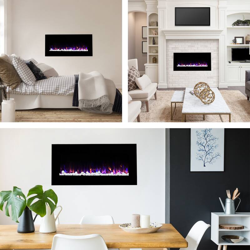 Northwest Wall-mounted LED Electric Fireplace w/ Remote