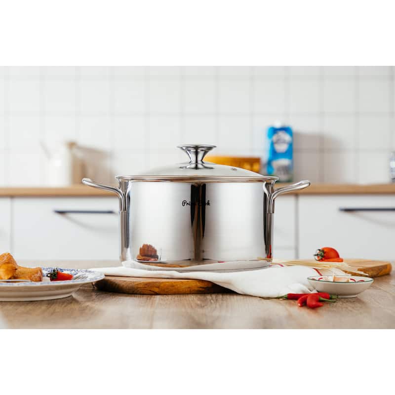 Prime Cook Stainless Steel 4.8 QT (22cm) Soup Pot with Glass Lid