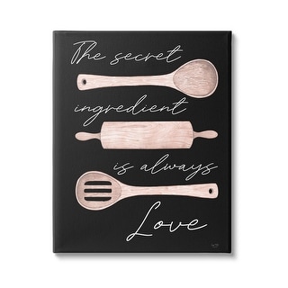 Stupell Secret Ingredient Love Romantic Baking Utensil Quote Canvas ...