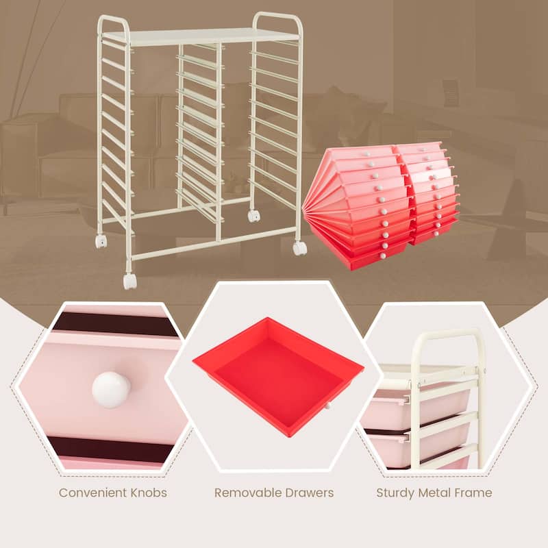 Costway 20 Drawers Rolling Cart Storage Scrapbook Paper Studio - See Details
