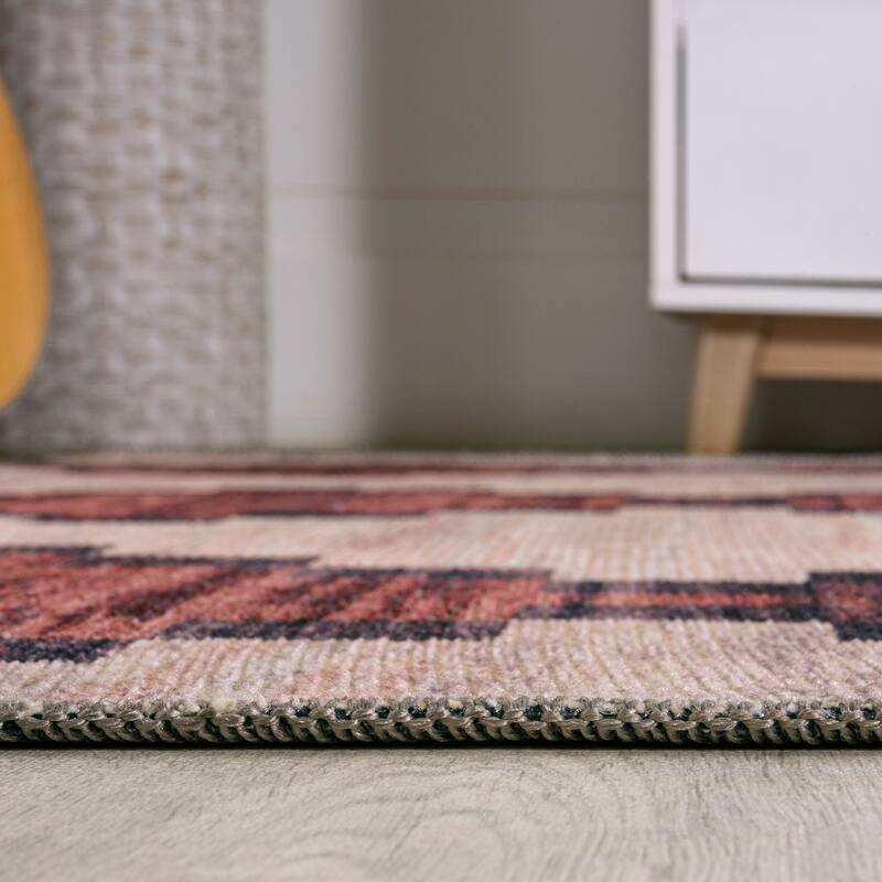 JONATHAN Y Siksak Bohemian Medallion Textured Weave Machine Washable Area Rug