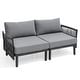 preview thumbnail 35 of 40, 2/4/6/8-Seat Modular All-Weather Aluminum Outdoor Sectional Sofa Set with Deep Seating Patio Conversation Set 2-seater - Dark Grey