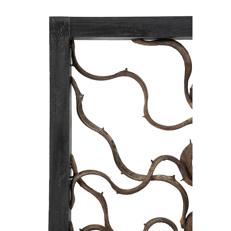 Teak Wood Tree Branch Wall Decor with Black Frame - Brown - Roche River Decor