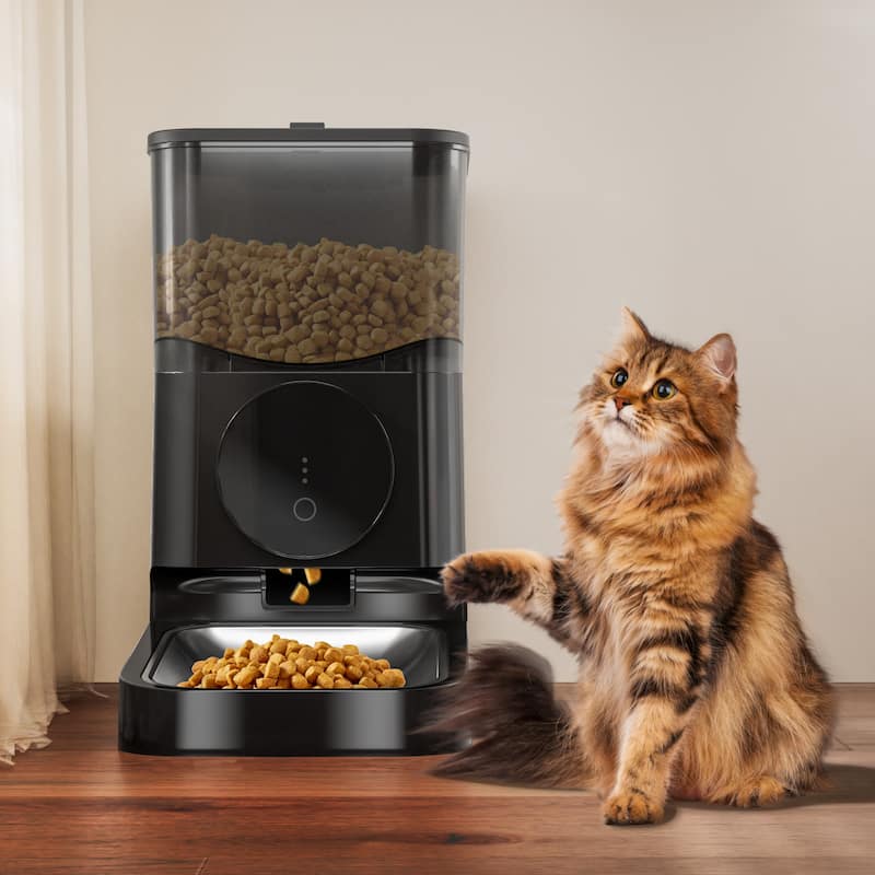 Erommy 4L Automatic Cat Feeder with APP Control and Stainless Steel Bowl for Cats and Small Dogs - N/A