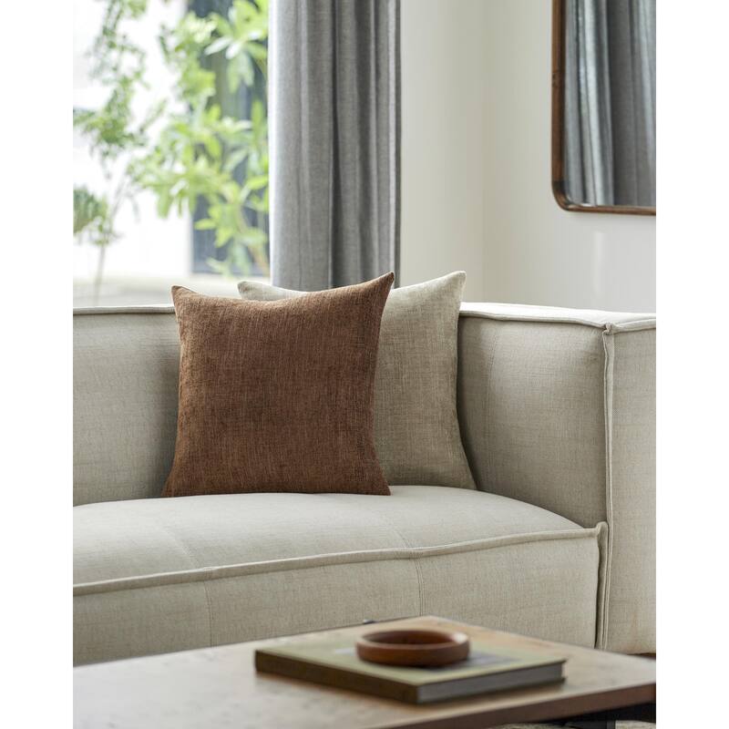 Livabliss Zunaira Modern & Contemporary Solid Color Accent Pillow - 20"L x 20"W - Cover Only - Brown