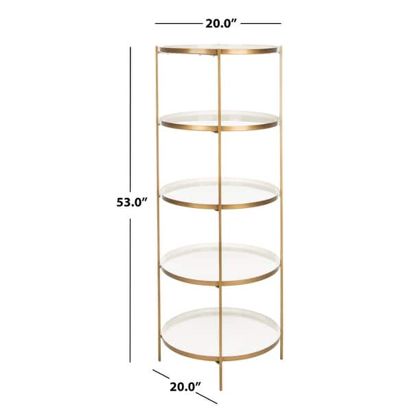 dimension image slide 0 of 3, SAFAVIEH Tia Round 5-tier Etagere - 20" x 20" x 53"