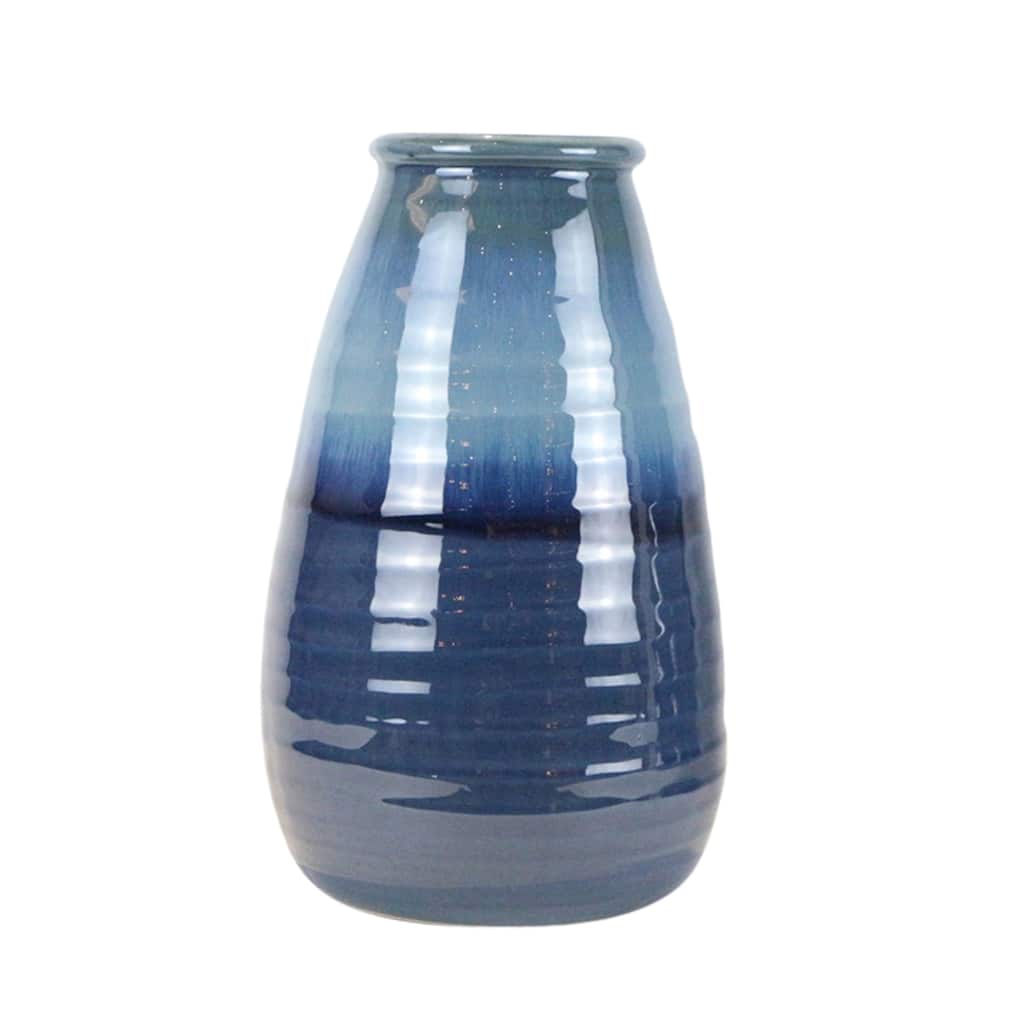 Ceramic 16" Vase, Reactive Blue 16"H