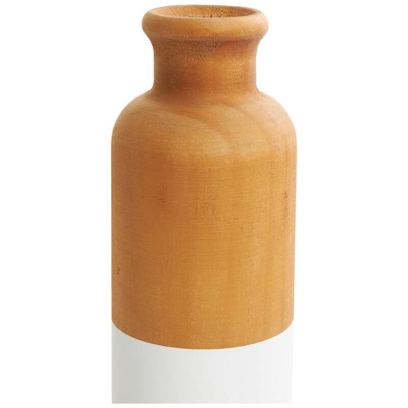 Brown Wood Colorblock Vase with White or Black Bases (Set of 3)