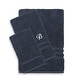 preview thumbnail 4 of 27, Authentic Hotel and Spa Omni Turkish Cotton Terry 3-piece Navy Blue Bath Towel Set with White Script Monogrammed Initial B