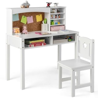 Costway Kids Desk and Chair Set Study Writing Workstation with Hutch & - See Details