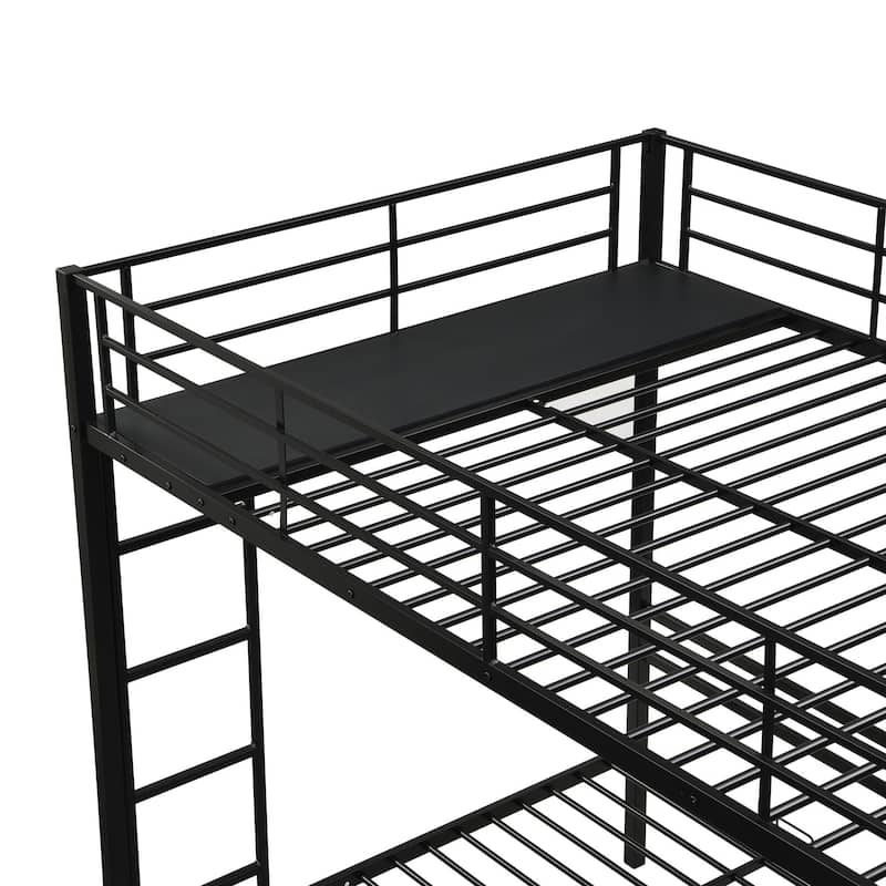 Metal Triple Bunk Bed With Vertical Ladder