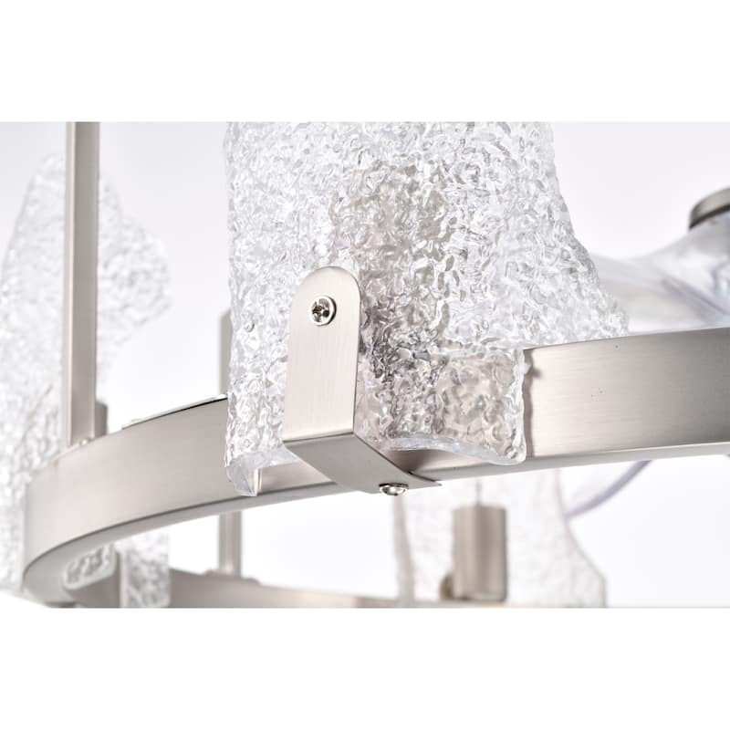 Luciala 28 Inch Satin Nickel Finish Modern Ceiling Fandelier with Remote - N/A