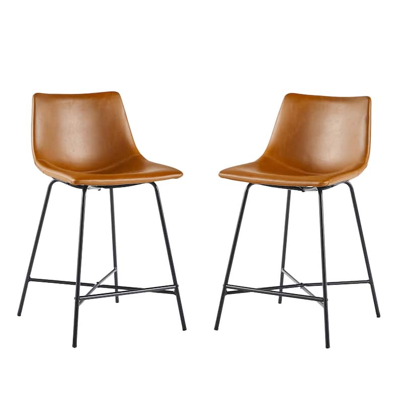 Middlebrook Designs Modern Faux Leather Counter Stool (Set of 2)
