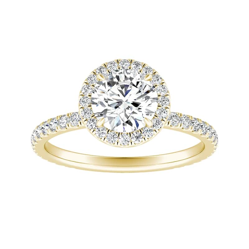Auriya 14k Gold 1ctw Moissanite Halo Diamond Engagement Ring 5/8ct TDW - Yellow - 4
