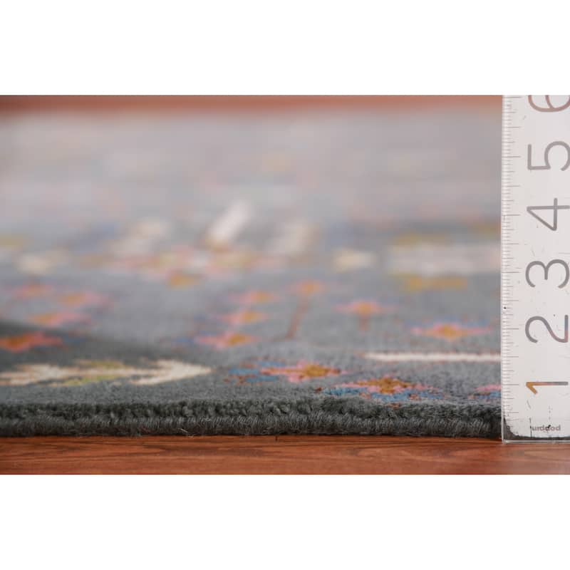 Hand Knotted Oriental 100% Wool Carpet Traditional All-Over Navy Blue & Blues Heriz (serapi) Area Rug - 11' 11'' X 8' 10''