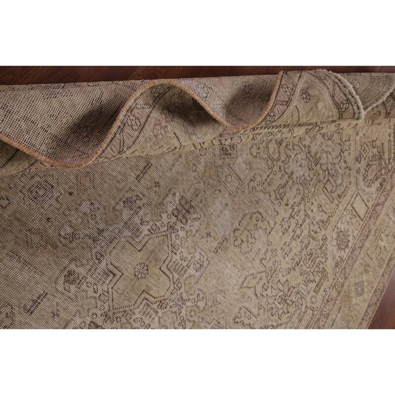 Distressed Tabriz Vintage Persian Area Rug Hand-Knotted Wool Carpet - 6'4" x 9'6"