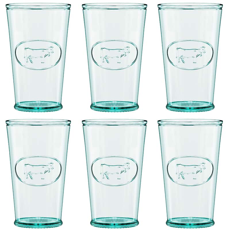 Amici Home Vintage Farmhouse Embossed Milk Cow Glass Tumblers Set