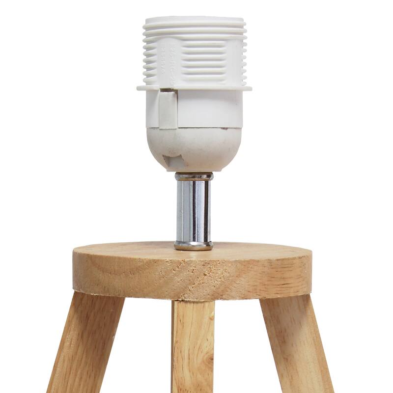 Wood Tripod Table Lamp with Drum Shade for Bedroom Decor - 9.75 x 9.75 x 19 in. (L x W x H)