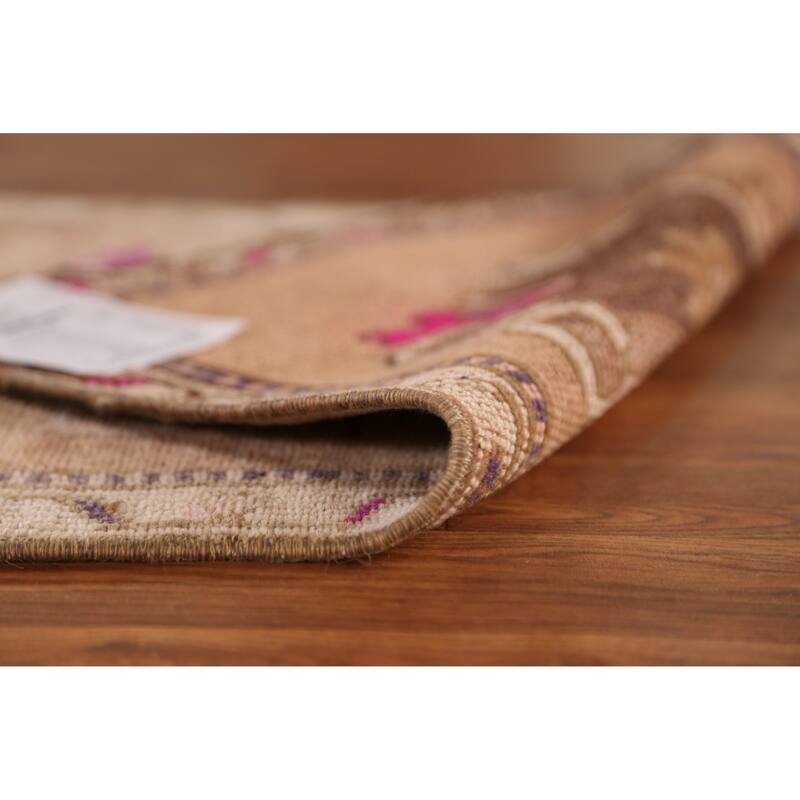 Hand Knotted Oriental 100% Wool Carpet Transitional Tribal Beige & Ivories Anatolian Area Rug - 2' 6'' X 1' 10''