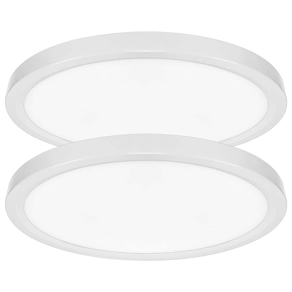 Luxrite 7 Inch LED Flush Mount Ceiling Light, 15W 1000LM, 5CCT Selectable 2700K-5000K, Dimmable, Damp Rated 2-Pack