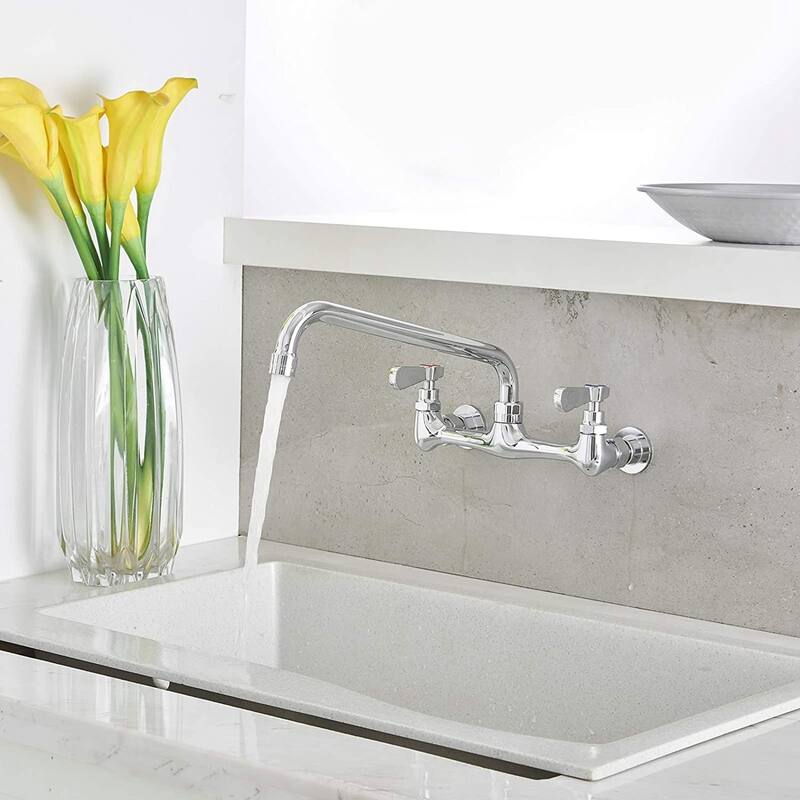 Wall Mount Kitchen Faucets,Chrome with Two Handles