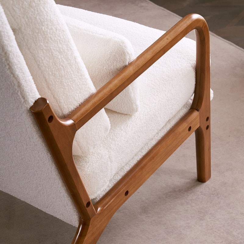 High Back Solid Wood Armrest Backrest Leisure Chair Accent Chair