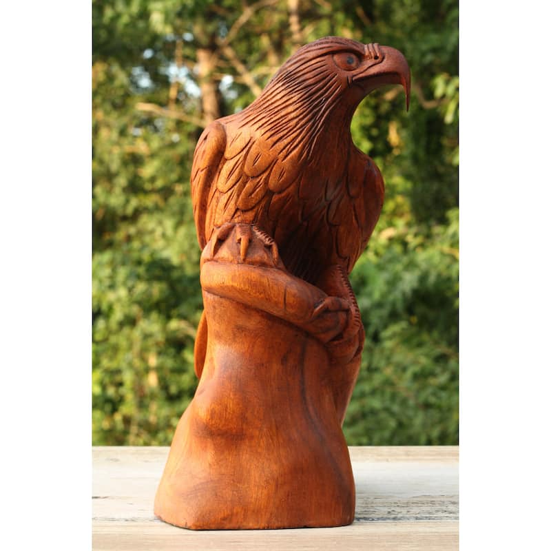 12" Large Big Solid Wooden Handmade American Eagle Statue Handcrafted Figurine Sculpture Hand Carved Lodge Home Decor Us Accent