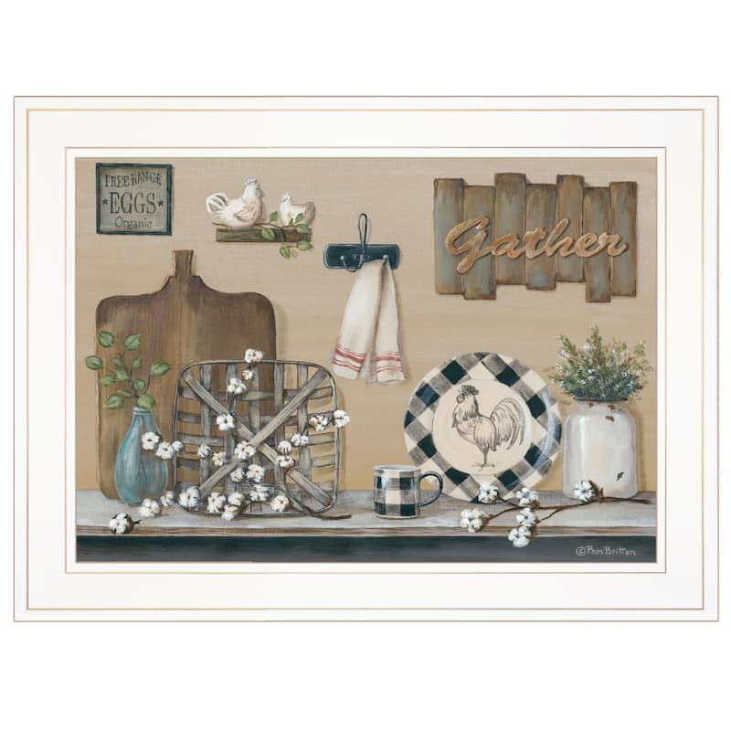 TrendyDecor4U Farmhouse "Farmhouse Kitchen" Framed Print Wall Art by Pam Britton - Earth Tone