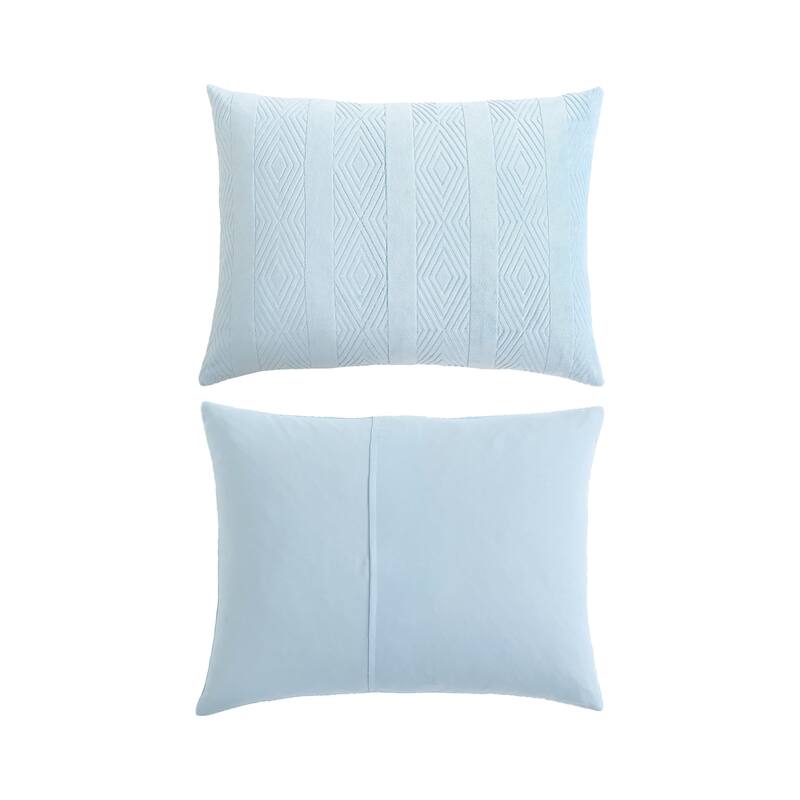 Wrangler Diamond Textured Embossed Plush Comforter Set Soft Reversible (Blue)