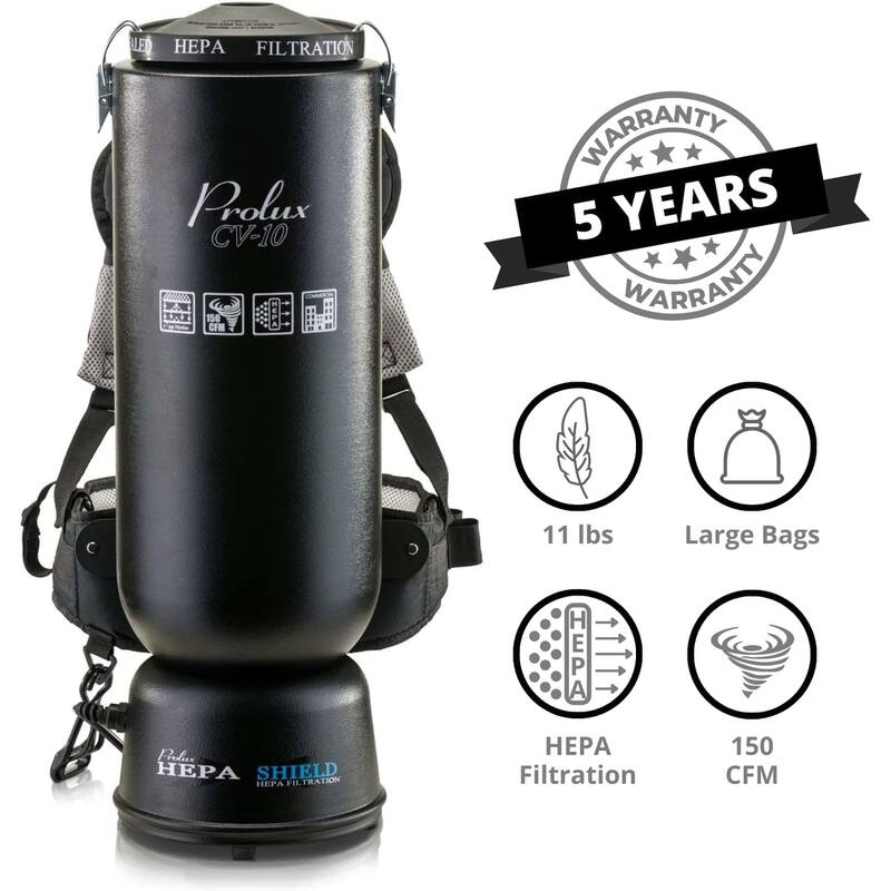 Prolux 10 Quart Commercial Backpack Vacuum with 5 Year Warranty