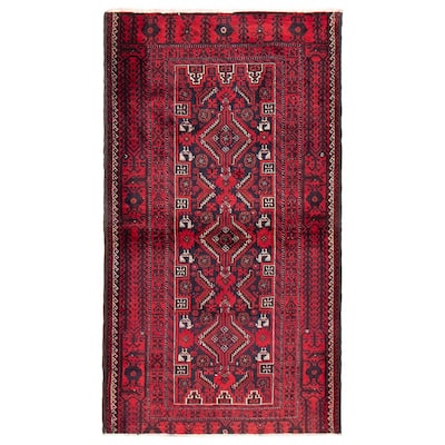 ECARPETGALLERY Hand-knotted Royal Baluch Red Wool Rug - 3'5 x 6'0