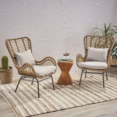 Montana Indoor Wicker Club Chairs with Cushions (Set of 2) by Christopher Knight Home