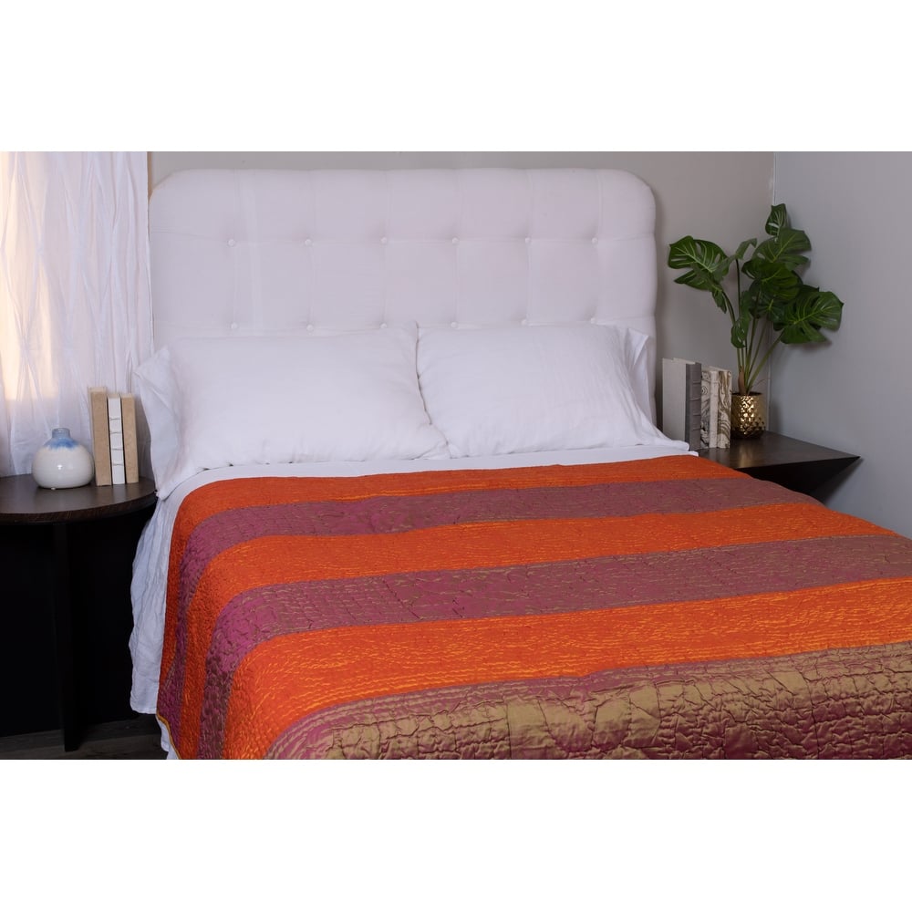 Cottage Home Pink & Orange Shimmering Polysilk Quilt