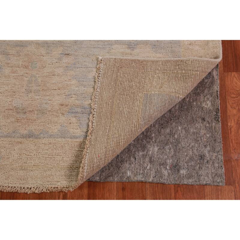 Hand Knotted Oriental 100% Wool Carpet Transitional All-Over Beige & Ivories Oushak Area Rug - 13' 8'' X 10' 1''