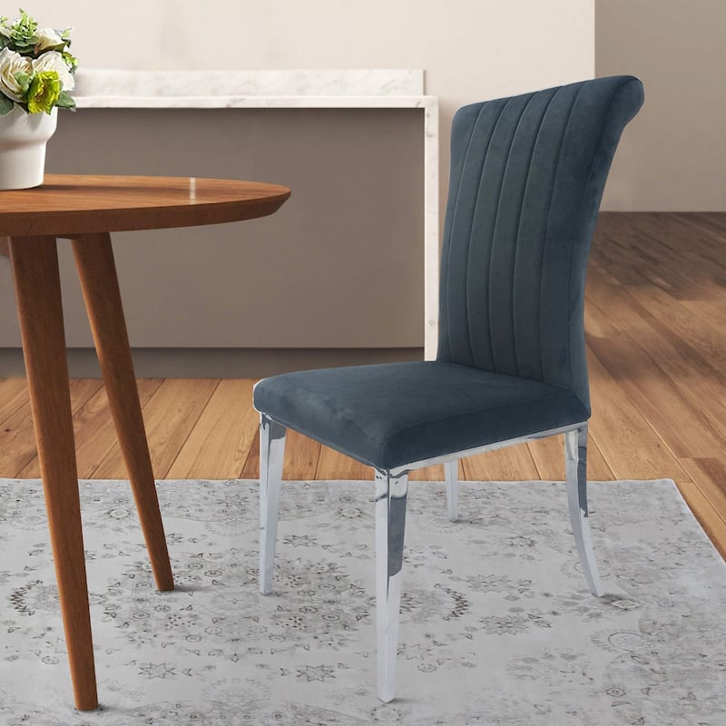 Silver/Gray Velvet Upholstered Metal Frame Dining Chair, Set of 2, Sturdy Dining Chair for Dining Rooms - 24.6