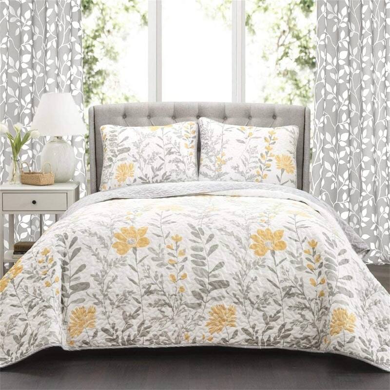 Grey Leaf Striped Sheer Curtains 48" Bathroom