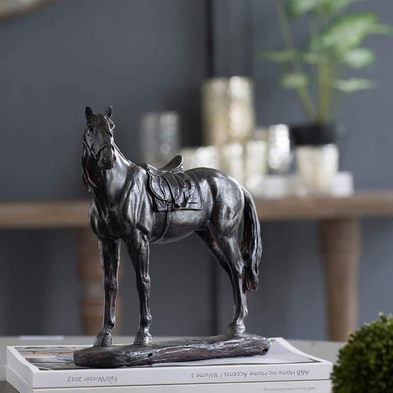 Standing Horse Sculpture with Base - 9.5" - Black