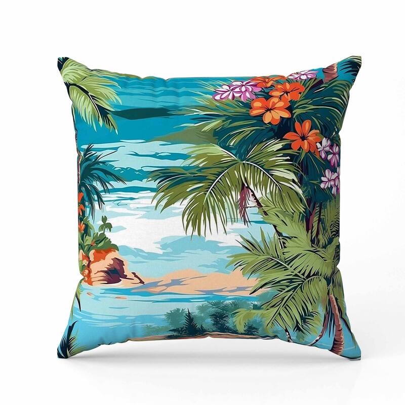 Oceanic Opulence Indoor/Outdoor Reversible Throw Pillow Blue and Multi
