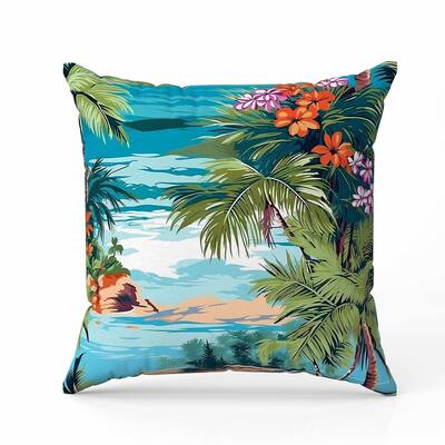 Oceanic Opulence Indoor/Outdoor Reversible Throw Pillow Blue and Multi