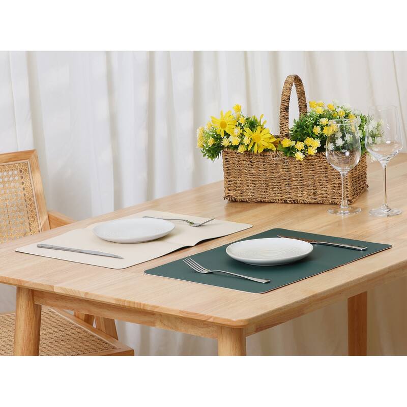 Placemats Set of 2, Faux Leather Kitchen Table Mats Place Mats - 17x12 inch